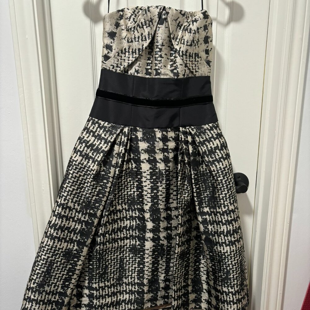 Caroline Herrera Strapless Metallic Jacquard Minidress Cocktail Dress XS